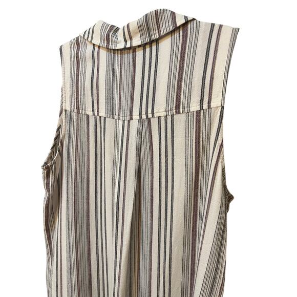 Cloth & Stone Anthropologie Beige Gray Linen Blend Striped Tank Dress Sz
Medium - Picture 5 of 11